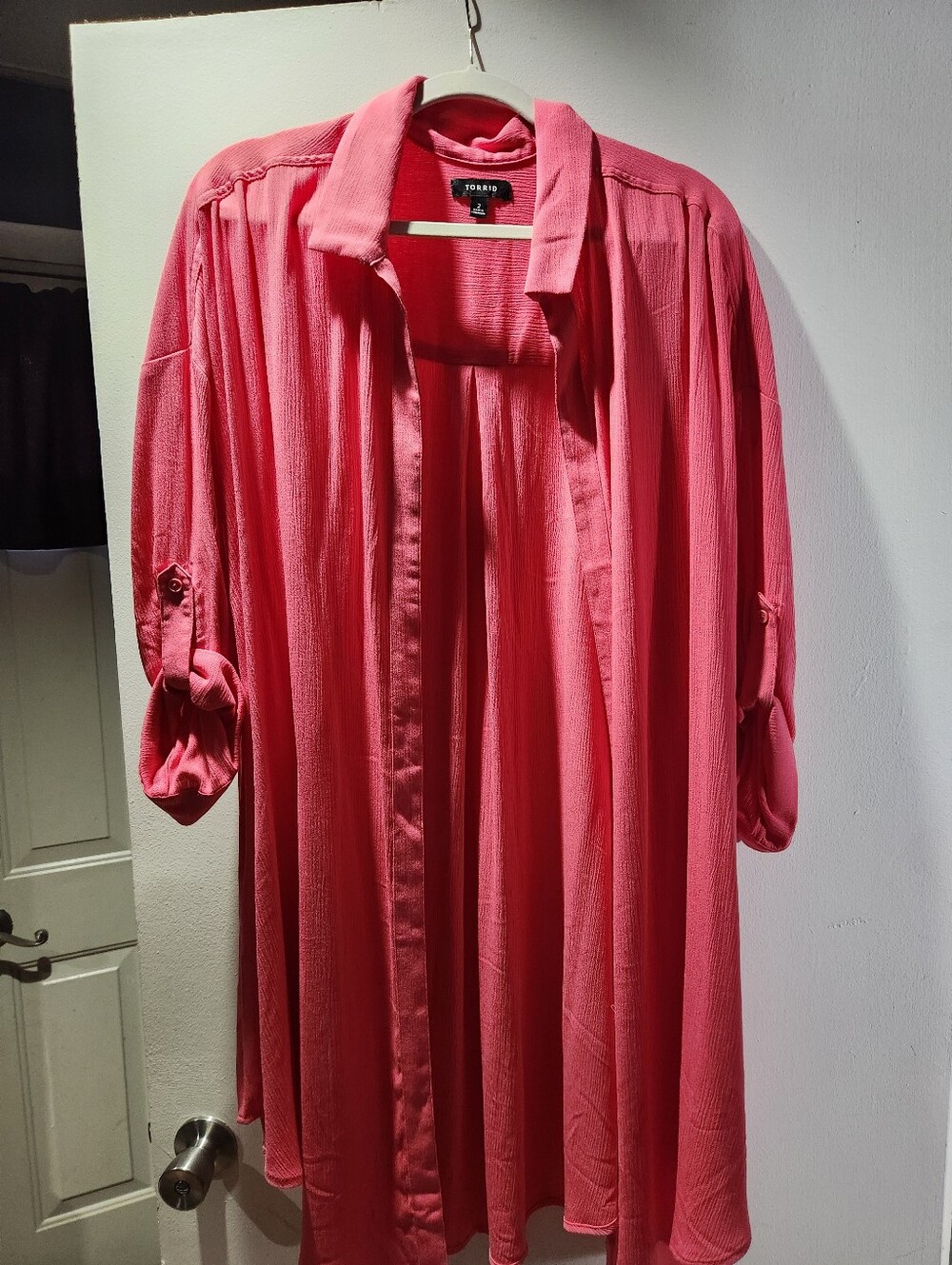 torrid Coral Pink Open-Front Lightweight Duster